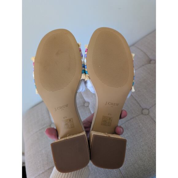 J.Crew Woven Mule Sandals In Rainbow Raffia Size 8.5 - Picture 4 of 5
